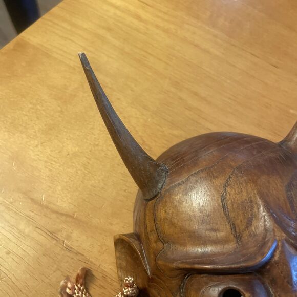 VTG Authentic Japanese Noh Demon Mask "Hannya" - Hand-carved Wood From Japan - Picture 5 of 15